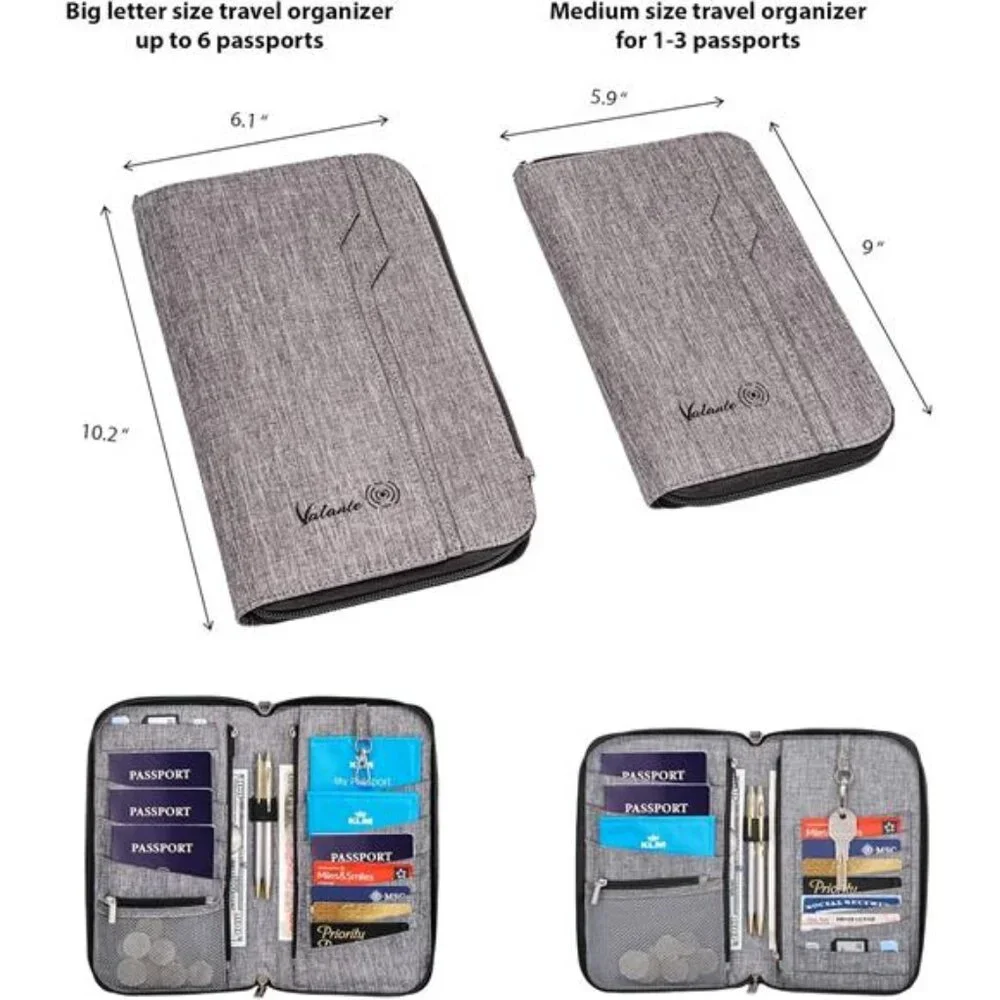 New Premium Family Travel Document Organizer Capacious RFID Passport Holder
